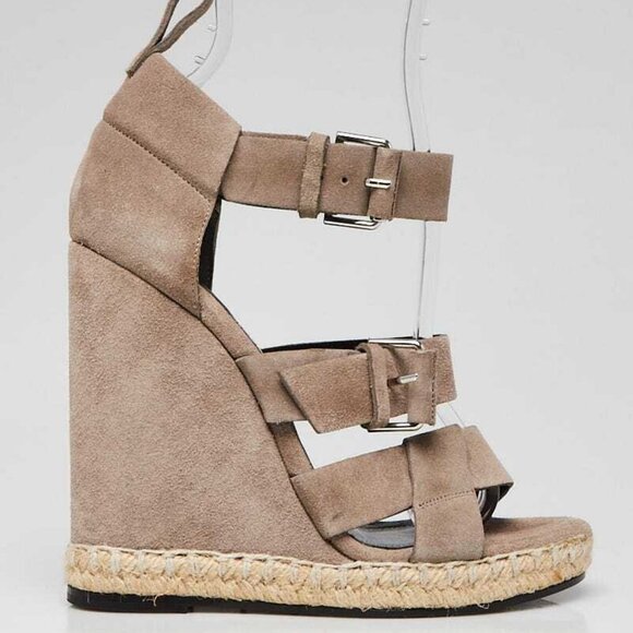 Balenciaga Grey Suede Espadrille Wedge Sandals Size 5.5/36 - Picture 3 of 5
